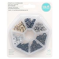 We R Memory Keepers Storage Crop-A-Dile Eyelets and Case-Metallic, 141 Pieces, Clear Storage Case Craft Orginization Crop-A-Dile Storage Container
