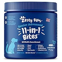 Zesty Paws Multivitamin Treats for Dogs - Glucosamine Chondroitin for Joint Support + Digestive Enzymes & Probiotics - Grain Free Dog Vitamin for Skin & Coat + Immune Health - Beef - Advanced - 90ct