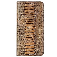 Genuine Leather Case for Samsung Galaxy S22/S22 Plus/S22 Ultra,Classic Crocodile Phone Case Book Folio Wallet Card Slots and Kickstand Magnetic Protection Cover,Khaki,S22 Ultra 6.8''