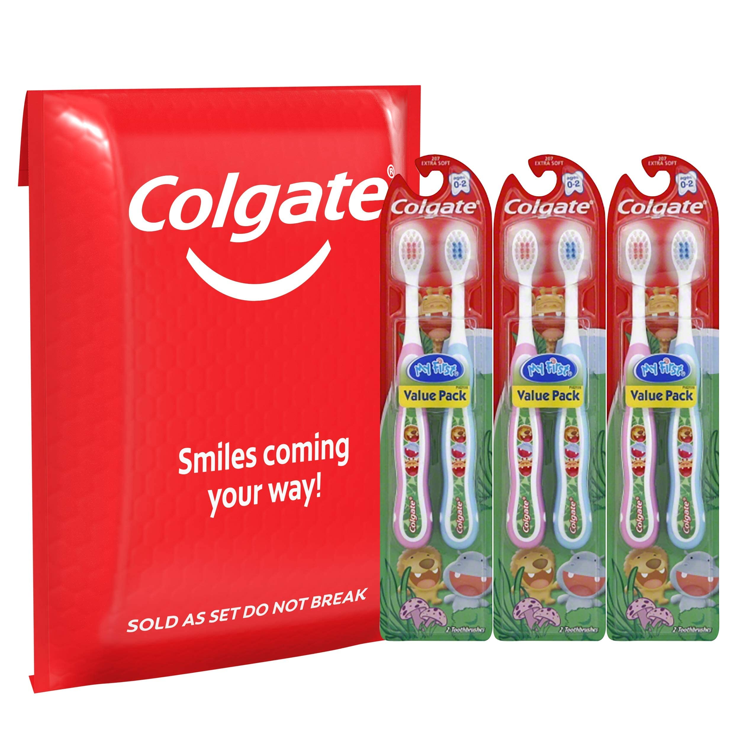 Colgate My First Baby and Toddler Toothbrush, Extra Soft Toothbrush, 6 Pack