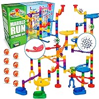 Marble Genius Marble Run (300 Complete Pieces) Maze Track or Race Games for Kids Ages 4-8, for Adults, Teens, and Toddlers, (118 Translucent Marbulous Pieces + 119 Glass-Marble Set), Extreme Set