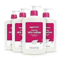 Amazon Basics Extra-Dry Skin Lotion with Vitamins B5 & E, Clean Scent, 16 Fl Oz (Pack of 4) (Previously Solimo)