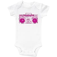 Baffle Retro Music Baby Onesie/PINK BOOMBOX/Baby Bodysuit for Girls