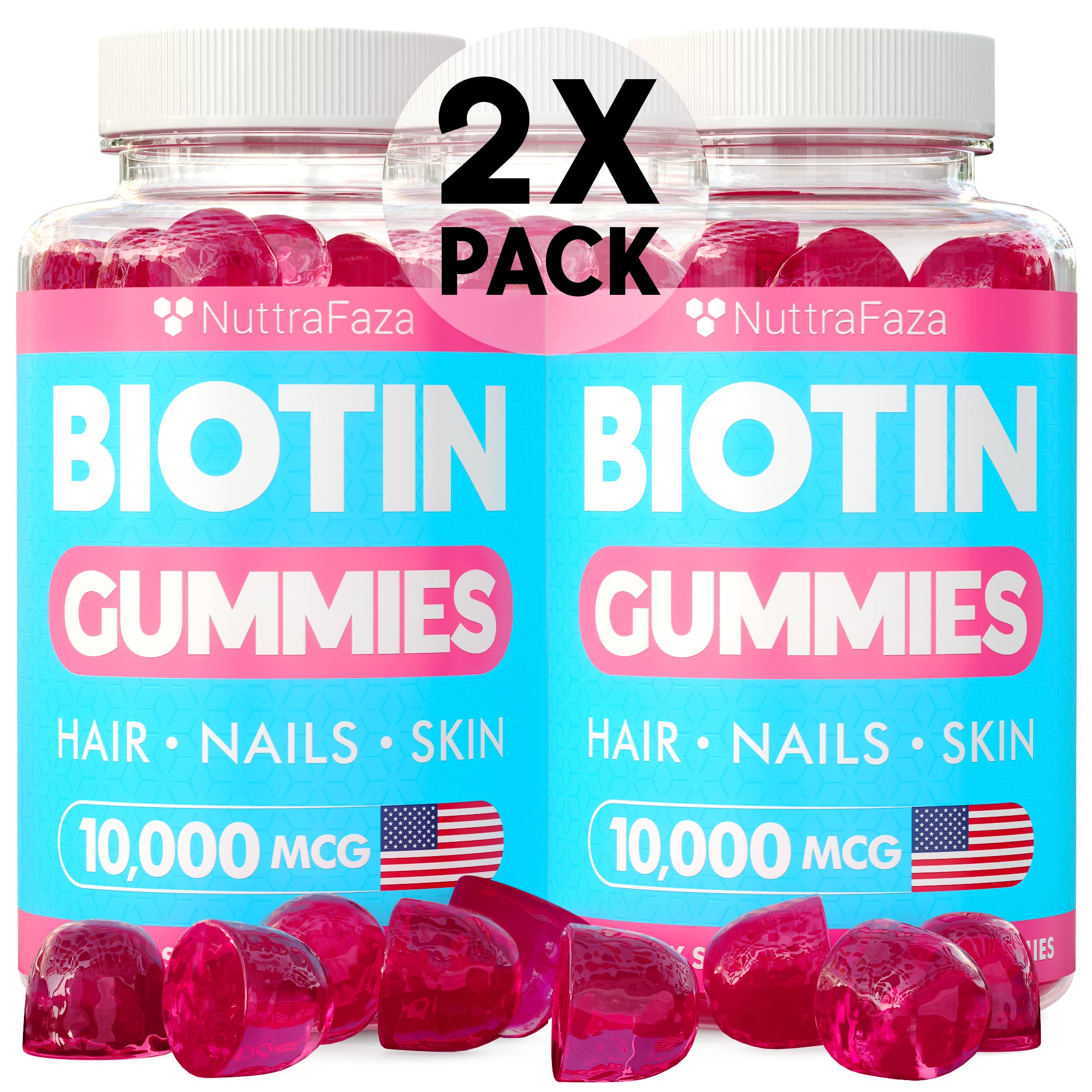 Mua (2 Pack) Biotin Gummies 10000mcg for Healthy Hair, Skin, Nails - Vegan,  Pectin-Based, Non-GMO - Hair Nails and Skin Vitamins for Men, Women, Kids -  120 Biotin Chewables for Faster Hair