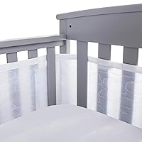 BreathableBaby Breathable Mesh Liner for Full-Size Cribs, Sheer Deluxe 5mm Mesh, Clouds (Size 4FS Covers 3 or 4 Sides)
