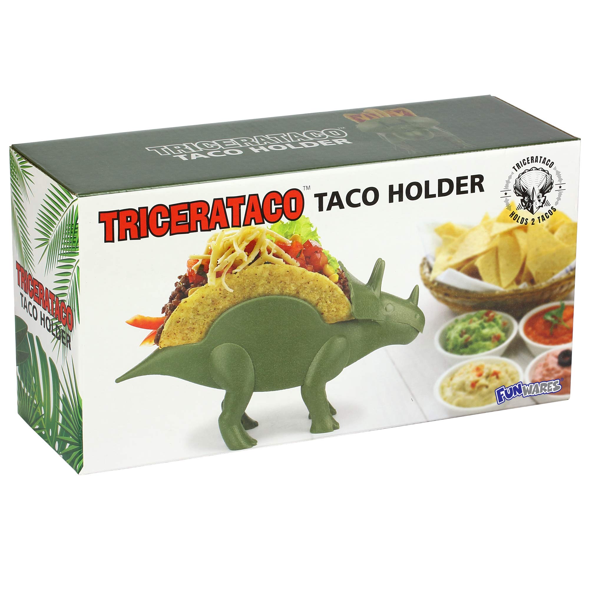 Funwares Original Tricerataco - The Ultimate Dinosaur Taco Holder, Fun and Practical White Elephant Gift, Hold 2 Tacos