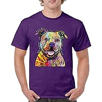 Beware of Pit Bull T-Shirt Dean Russo Art Colorful Cute Dog Men's Tee