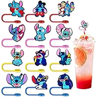 Straw Cover Cap for Cup, 8mm Reusable Straw Topper for 30&40 Oz Tumbler, Cartoon Straw Tip Covers for Cups Accessories (Blue)