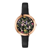 Ted Baker Ladies Black Leather Strap Watch (Model: BKPAMS3029I)
