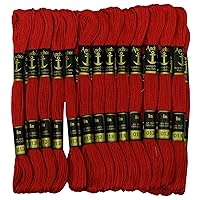 Cross Stitch Hand Embroidery Thread Stranded Cotton Craft Sewing Floss 25 Skeins-Maroon