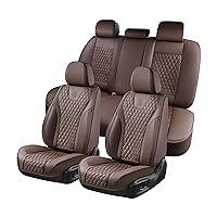 Seat Covers for Cars, Universal Seat Covers Full Set, Breathable Napa Leather Car Seat Cushions, 5 Seats Automotive Seat Protectors Covers for Most Cars Trucks SUV (Coffee, Full Set)