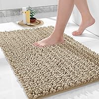 Yimobra Original Luxury Chenille Bath Mat, 36.2 x 24 Inches, Soft Shaggy and Comfortable, Large Size, Super Absorbent and Thick, Non-Slip, Machine Washable, Perfect for Bathroom, Camel