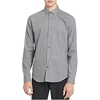 Calvin Klein Mens Slim Button Up Shirt, Grey, X-Large