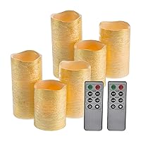 Flameless LED Candles – 6-Piece Remote Controlled Flameless Candle Set for Home, Wedding, Bridal Shower, and Christmas Décor (Gold)