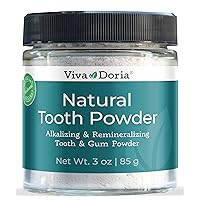 Viva Doria Natural Tooth Powder | Remineralizing Teeth Whitening Powder | Toothpaste Power | Breath Freshener | Refreshing Mint Flavor | 3 Oz Glass Jar