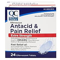 Quality Choice, Extra Strength Effervescent Antacid and Pain Relief Tablets, Relief from Acid Indigestion, Upset Stomach, Heartburn, Body Aches and More, 24 Effervescent Tablets