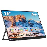 InnoView Portable Monitor, 18'' 2K QHD 100% DCI-P3 Large Portable Monitor for Laptop 2560x1600 500 Nits IPS Eye Care HDR FreeSync Frameless Laptop Screen Extender for Mac Switch Xbox PS4/5