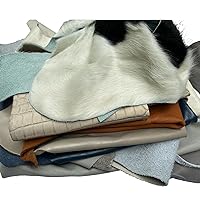 3 lbs Full and Top Grain Leather Scraps for Crafting - Upholstery remnants Soft and Flexible Leather. Colors and Sizes Vary by Bag. for Making Wallets, Key Chains, Journal Covers, Purses, and More.