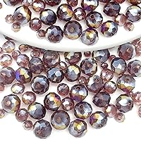 786pcs Rondelle Crystal Beads for Jewelry Making,3mm 4mm 6mm 8mm Gemstone Glass Beads Round Crystal Glass Beads for Bracelets Necklaces Earrings Wind Chimes Suncatchers(Grape Violet)