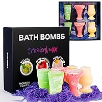 Cocktail Natural Bath Bombs for Women & Men Relaxing & Skin Nourishing - Bath Bombs Gift Set with Essential Oils & Sea Salt - Fathers Day Gifts - Luxurious Foam & Cocktail - 3 Large Bubble Bath Bombs