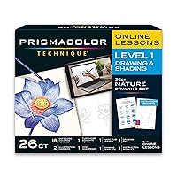 Technique, Art Supplies and Digital Art Lessons, Nature Drawing Set, Level 1, Learn to Draw with Colored Pencils, Graphite Pencils, and More, Flower Drawing, 26 Count
