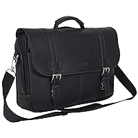 Show Business Messenger Briefcase Colombian Leather 16” Laptop Computer Portfolio Satchel Work Bag, Black, One Size