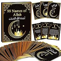 99 Names of Allah Flashcards Quran Verses Asma UI Husna Cards Eid Al Adha Learning Cards in Arabic and English Eid or Ramadan Gifts for Family Friends 5.7×3.1 Inches