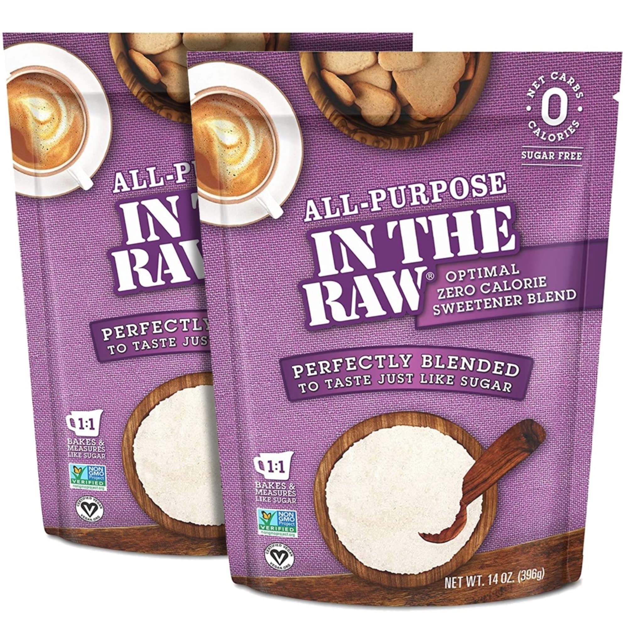 In The Raw All-Purpose Nature’s Zero-Calorie Sweetener, Blended to Taste Just Like Sugar, Purple, 14 Oz, Pack of 2