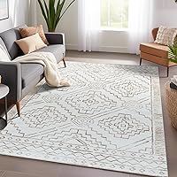 jinchan Moroccan Area Rug 4x6 - Washable Rug Low Pile Bedroom Rug Ultra-Thin Non-Slip Modern Geometric Soft Rug Accent Rug Indoor Carpet for Living Room Kitchen Dining Room Farmhouse Taupe