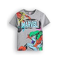 Marvel Avengers Boys T-Shirt | Kids Superhero Short Sleeve Graphic Tee in Grey | Film Movie Art Merchandise Gift