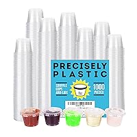 [1,000 sets - 1oz] Disposable Plastic Souffle/Portion Cups with Lids Bulk Perfect for Shot Glasses, Condiments, Toppings, Dressings, Sampling
