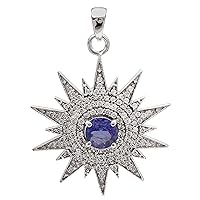 Star Pendant !! 925 Sterling Silver Natural Gemstone Statement Pendant (tanzanite)