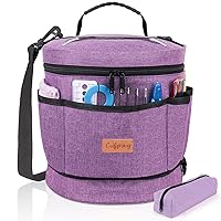 Coopay Ultra Portable Crochet Bag - Travel Crochet Storage Bags with Holes Especially for Crochet, Yarn Storage Bag Keep Organized for Crochet Hooks, Yarn Ball, Unfinished Project, Crochet Accessories