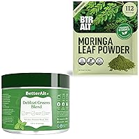 Better Alt Moringa Powder(1lb) & Greens Powder(5.3 oz), Superfood Powerhouse Combo-Energize, Nourish, and Revitalize Your Body, Gluten-Free & Non-GMO