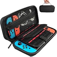 daydayup Switch Carrying Case Compatible with Nintendo Switch/Switch OLED, with 20 Games Cartridges Protective Hard Shell Travel Carrying Case Pouch for Console & Accessories, Black