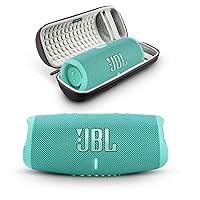 JBL Charge 5 Portable Bluetooth Speaker with Megen Hard Case Travel Case with IP67 Waterproof and USB Charging Output (Teal)