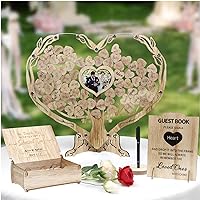 Rustic Wedding Guest Book, Wedding Guest Book Alternative with Wooden Drop Box, Heart Wedding Decor for Party, Personalized Wedding Guestbook Reception