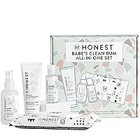 The Honest Company Babe's First Mess Gift Set | Fragrance Free Newborn Essentials | 99% Water Wipes, All Purpose Balm, Bottom Wash, Baby Detergent