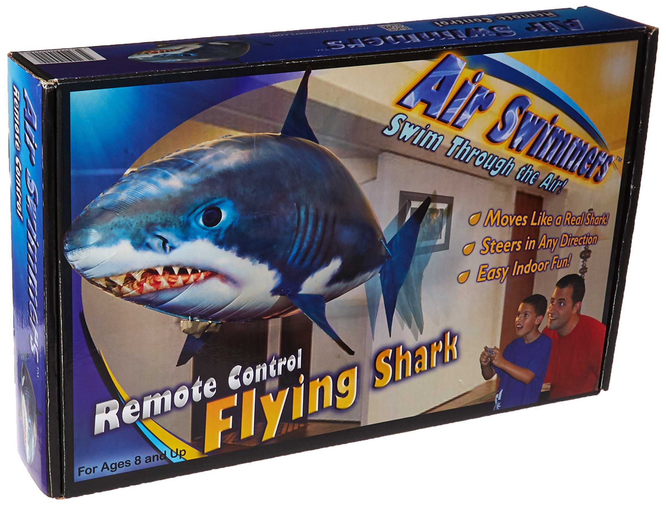 FLYING  WHITE SHARK TOY KIDS HELIYM BALLOON FISH AIR SWIMMERS REMOTE CONTROL 