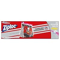 Ziploc Gallon Food Storage Slider Bags, Great for Grab-and-Go Snacking, Tailgating or Homegating, 20 Count, NFL Tampa Bay Buccaneers
