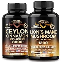 NUTRAHARMONY Ceylon Cinnamon Capsules & Lions Mane Mushroom Capsules