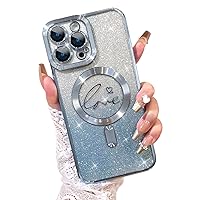 Fiyart Compatible with iPhone 13 Pro Max Case,Compatible with MagSafe Love Heart Plating Camera Protection Clear Phone Case, Magnetic Glitter for Women Girls Shockproof Back Bumper 6.7