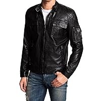 Men's Leather Jacket Stylish Genuine Lambskin Motorcycle Bomber Biker MJ90