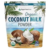Opportuniteas Coconut Milk Powder - Non Dairy Vegan Creamer For Coffee, Tea, Smoothies, Yogurt & Cooking - Full Fat & Unsweetened For Keto & Paleo Diet - Dried & Powdered at a Low Temperature
