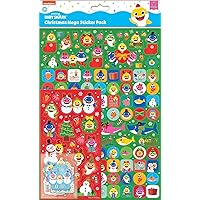 Baby Shark Christmas Mega Sticker Pack | Three Types of Stickers (Around 150 Total) | Reusable on Non-Porous Surfaces