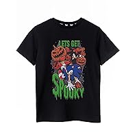 Sonic The Hedgehog Boys Black Short-Sleeved T-Shirt | Let's Get Spooky - Dash into Spooky Fun with Sonic