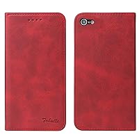 iPhone 7 iPhone 8 iPhone SE 2020 iPhone SE 2022 Case, Premium PU Leather Wallet Case with Card Holder Kickstand Built-in Magnetic Closure Flip Folio Phone Cover for iPhone 7/8/SE - Red