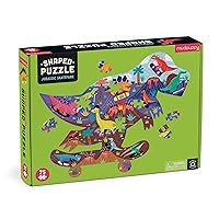 Mudpuppy Jurassic Skatepark – 75 Piece Unique Dino Shaped Scene Puzzle with Colorful and Fun Illustrations of Jurassic Life for Children Ages 4-7