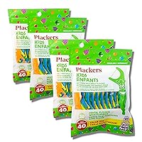 Plackers Kids Mixed Berry Dental Flossers 40 Count Pack, 4 Bags
