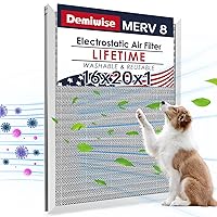 16x20x1 Electrostatic Air Filter, MERV 8 Washable Aluminum AC/HVAC Furnace Filter, Reusable Permanent Air Filter, Lasts a Lifetime, Easy to Install, Healthier Home/Office Environment
